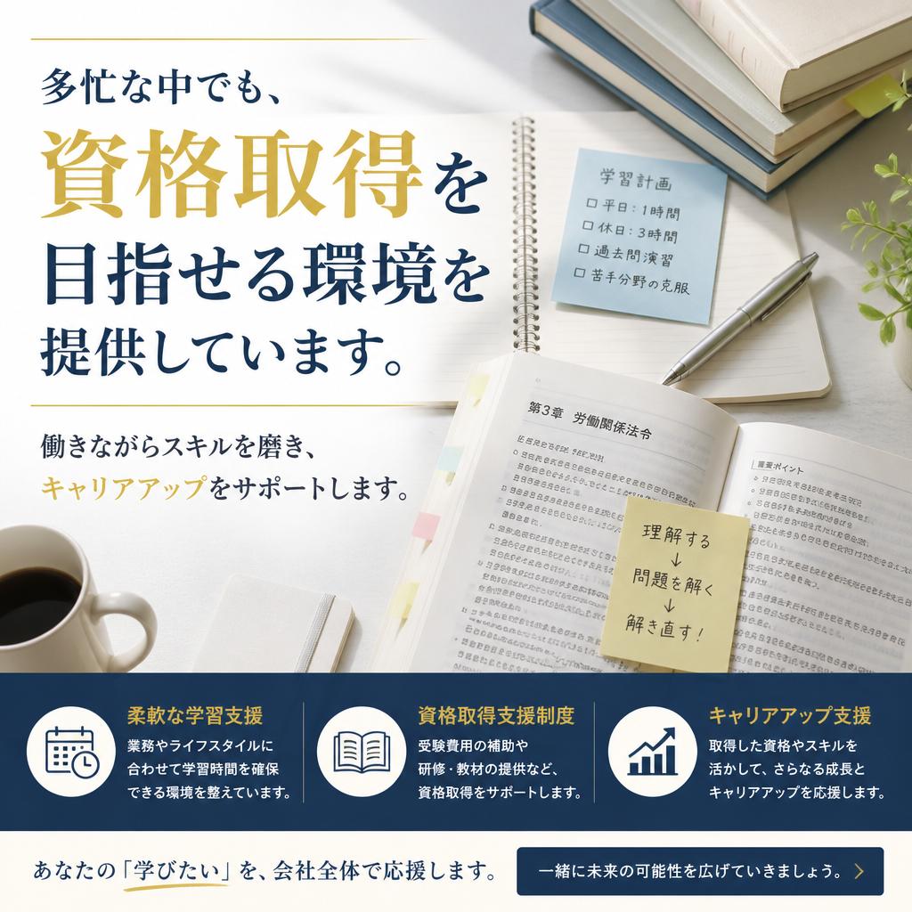 資格取得支援でキャリアアップ